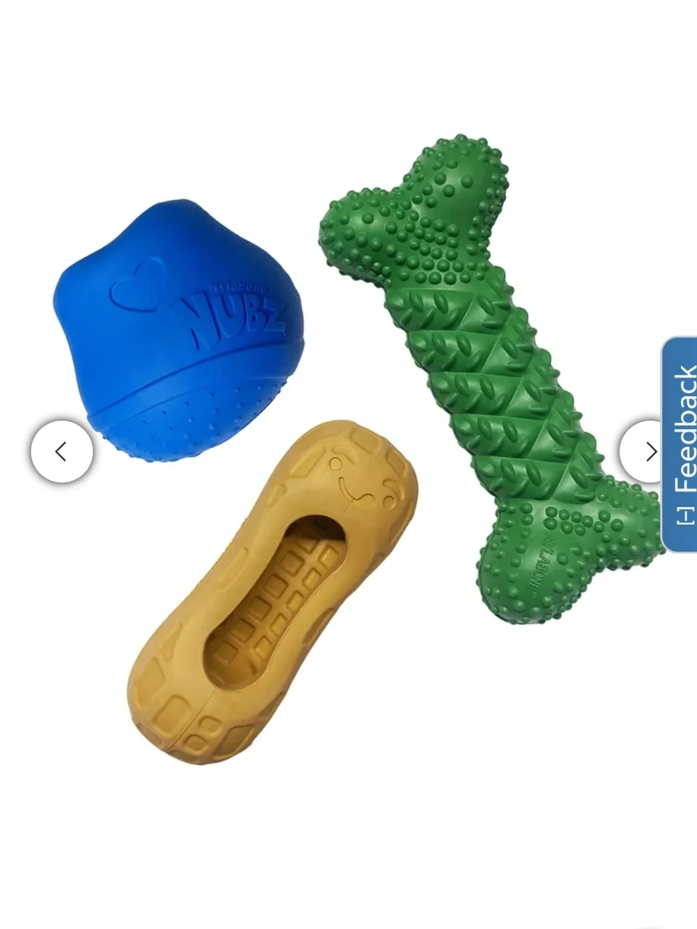 Nubz Treat 'N Chew Drum Stick Dog Toy Variety Pack - Blue/Green/Tan